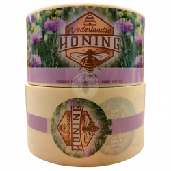 Etiket met Zegel Nederlandse Honing Paarse Bloemen