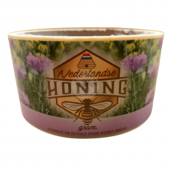 Etiket met Zegel Nederlandse Honing Paarse Bloemen